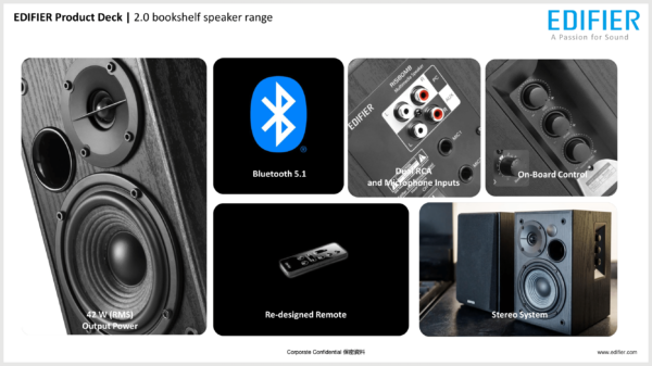 ⁦Edifier R1580MB - Active 2.0 Bookshelf Speaker Set (black)⁩ – תמונה ⁦4⁩