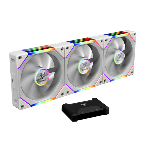 GAMDIAS AEOLUS P2-1203U WH שלוש מאווררים ובקר לבן ARGB