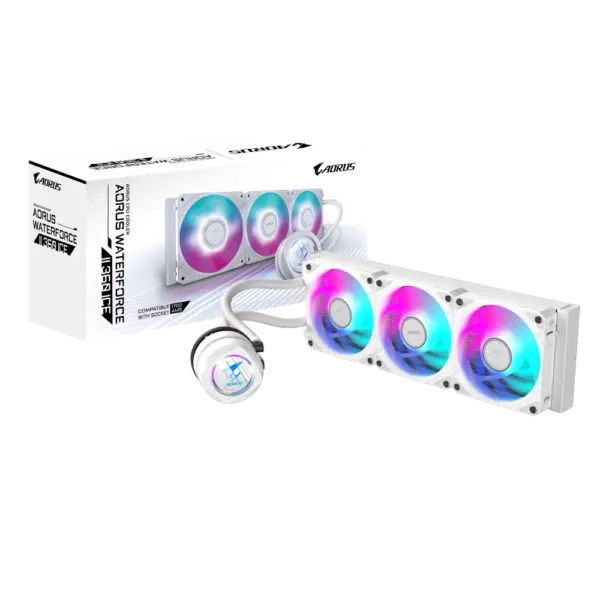 נוזלי משולש לבן Gigabyte AORUS WATERFORCE II 360 ICE 360mm ARGB