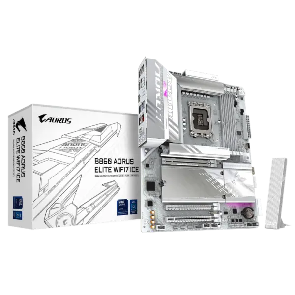 לוח למעבד דור 15 Gigabyte B860 A ELITE WIFI7 ICE ATX 2.5GB LAN