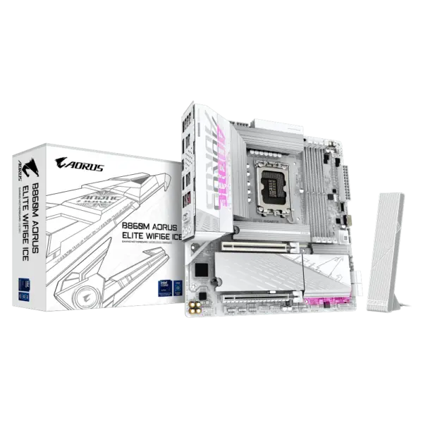 לוח למעבד דור 15 Gigabyte B860M AORUS ELITE WIFI6E ICE ATX 2.5GB