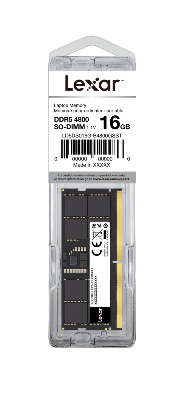 Lexar SODIMM 16GB DDR5 4800Mhz 262pin CL46 1.1V Blister Pac