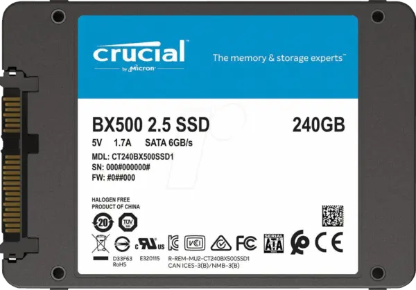 Crucial SSD 240GB BX500 3D NAND SATA 2.5