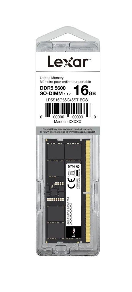 Lexar SODIMM 16GB DDR5 5600Mhz 262pin CL46 1.1V Tray