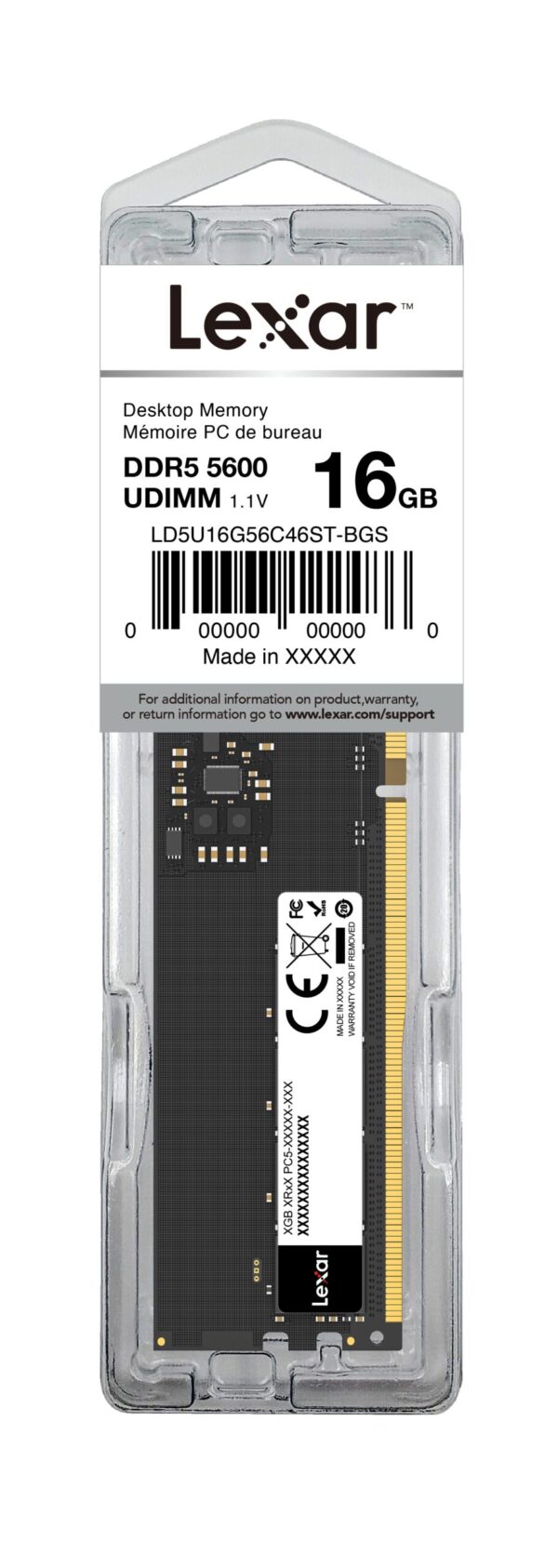 Lexar DIMM 16GB DDR5 5600Mhz 262pin CL46 1.1V Blister Pack