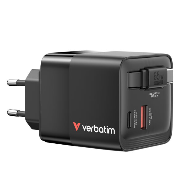 VERBATIM MINI CHARGER 65W WITH CABLE