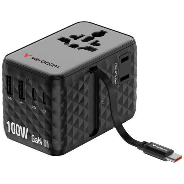 Verbatim Charge ‘n’ Travel 100W GaN III Universal Travel Adapter