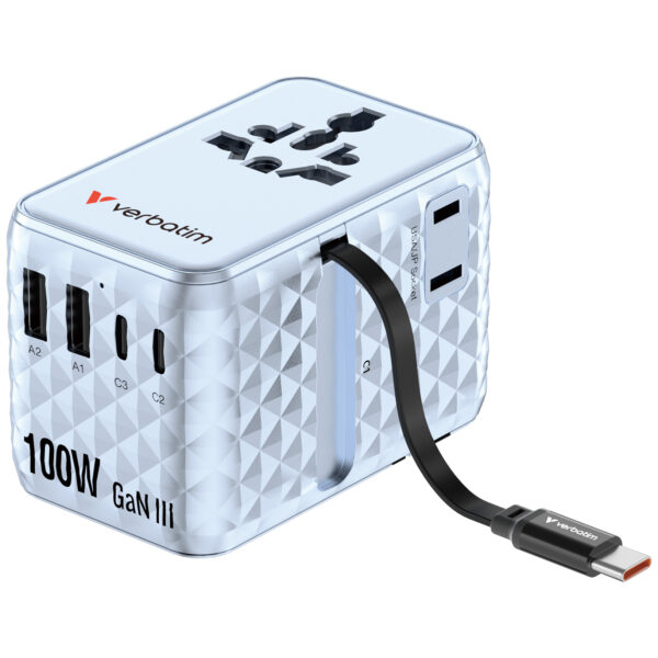Verbatim Charge ‘n’ Travel 100W GaN III Universal Travel Adapter
