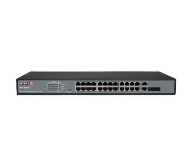 מתג Provision 24 PORT 100MB POE Switch 2XUplink 1GB 370W Total