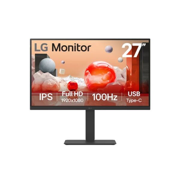 מסך מחשב ''27 Full HD 100hz IPS מקצועי מתכוונן ביחס 16:9 עם חיבור ™USB Type-C תוצרת LG דגם: 27BA650-B
