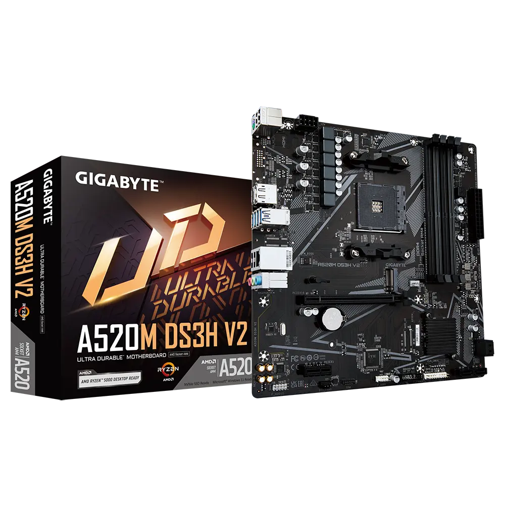 לוח אם GIGABYTE A520M DS3H V2 1.0 AM4 AMD MICRO-ATX